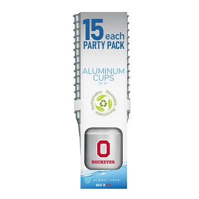 Ohio State Buckeyes, paquet de 15, 16 oz. Ensemble de gobelets en aluminium à bille