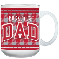 Buckeyes de l'État de l'Ohio 15 oz. Tasse de fête des pères à carreaux Buffalo