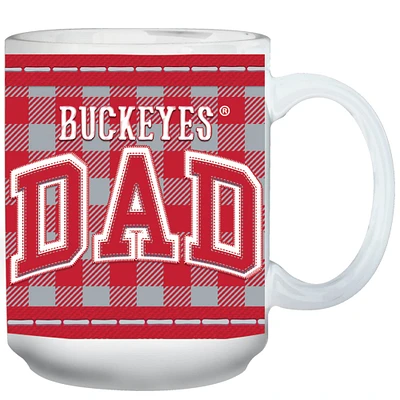 Buckeyes de l'État de l'Ohio 15 oz. Tasse de fête des pères à carreaux Buffalo