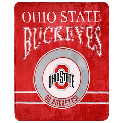 Ohio State Buckeyes Couverture Sherpa en flanelle polaire avec emblème rétro 127 x 152,4 cm