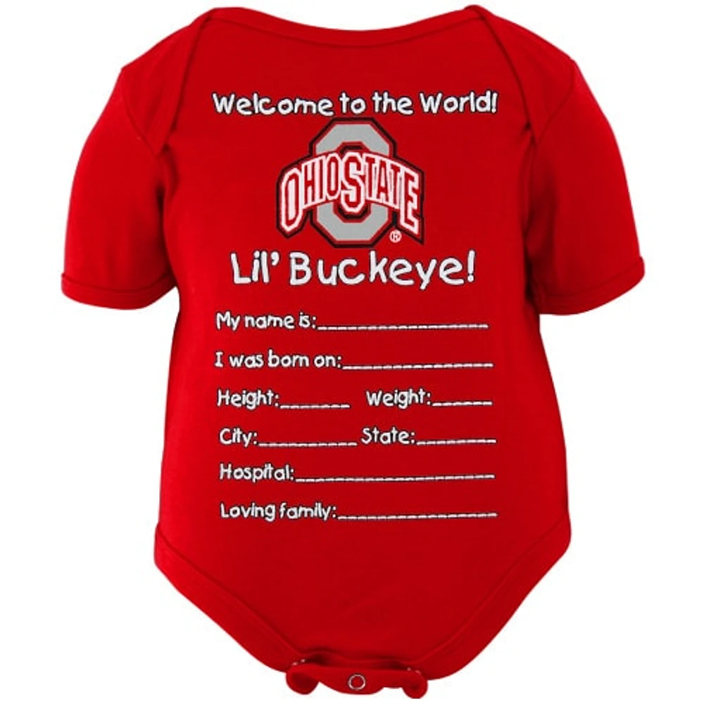 Ohio State Buckeyes Infant Bienvenue dans le monde Creeper - Scarlet