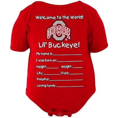 Ohio State Buckeyes Infant Bienvenue dans le monde Creeper - Scarlet