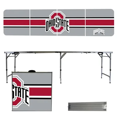 Ohio State Buckeyes Striped Design 8' Portable Folding Tailgate Table