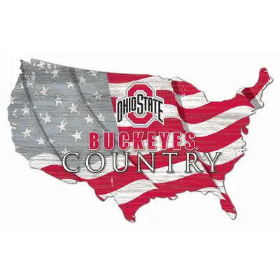 Ohio State Buckeyes USA Flag Cutout Sign