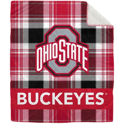 Pegasus Ohio State Buckeyes 50" x 60" Plaid Flannel Sherpa Plush Blanket