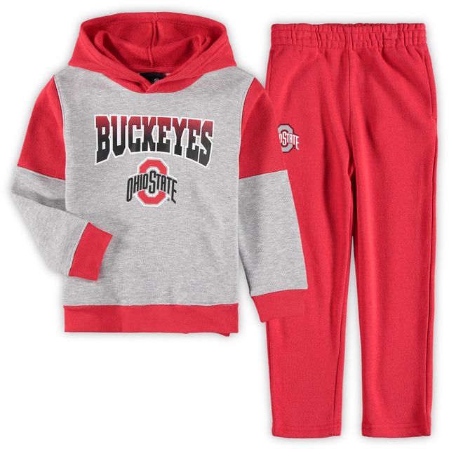 Preschool Heathered Grey/Scarlet Ohio State Buckeyes Sideline Hoodie & Pants Set