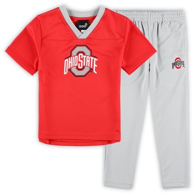 Preschool Scarlet/Gray Ohio State Buckeyes Red Zone Jersey & Pants Set