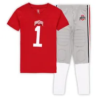 Ensemble pyjama de football Wes & Willy Scarlet Ohio State Buckeyes pour enfants d'âge préscolaire