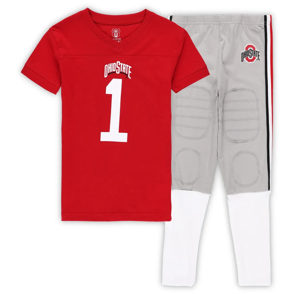 Ensemble pyjama de football Wes & Willy Scarlet Ohio State Buckeyes pour enfants d'âge préscolaire