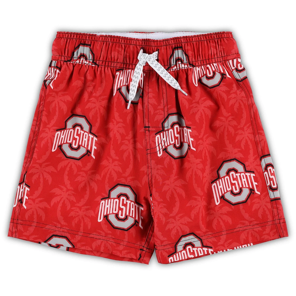 Préscolaire Wes & Willy Scarlet Ohio State Buckeyes Short de bain palmier