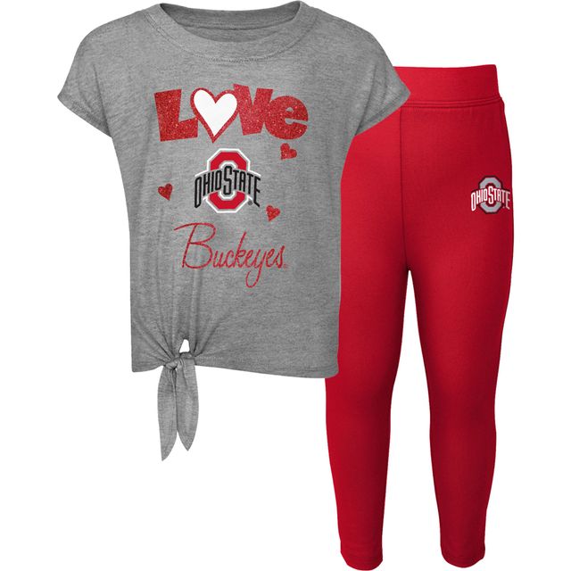 Ensemble t-shirt et legging Ohio State Buckeyes Forever Love Team gris chiné/écarlate pour tout-petit