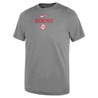 T-shirt Nike pour enfant avec slogan de performance Ohio State Buckeyes gris chiné