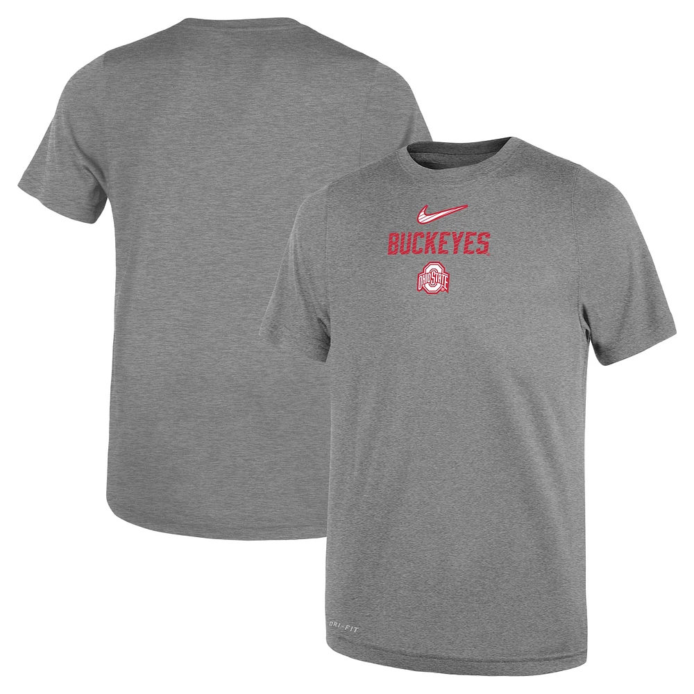 T-shirt Nike pour enfant avec slogan de performance Ohio State Buckeyes gris chiné