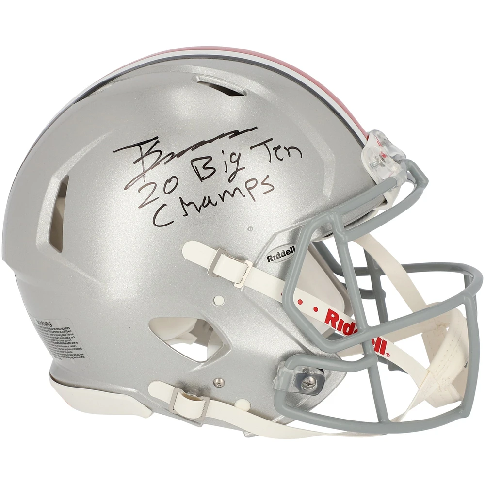 Trey Sermon Ohio State Buckeyes Autographed Riddell Speed Authentic Helmet with "20 Big Ten Champ" Inscription