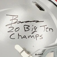 Trey Sermon Ohio State Buckeyes Autographed Riddell Speed Authentic Helmet with "20 Big Ten Champ" Inscription