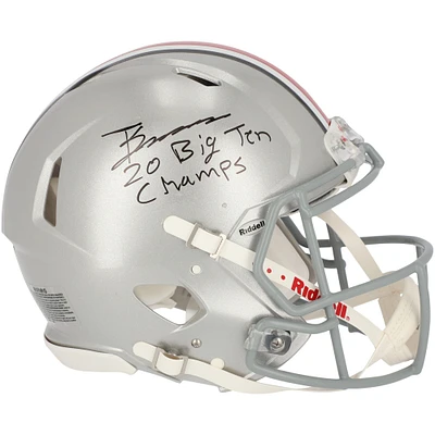 Trey Sermon Ohio State Buckeyes Autographed Riddell Speed Authentic Helmet with "20 Big Ten Champ" Inscription