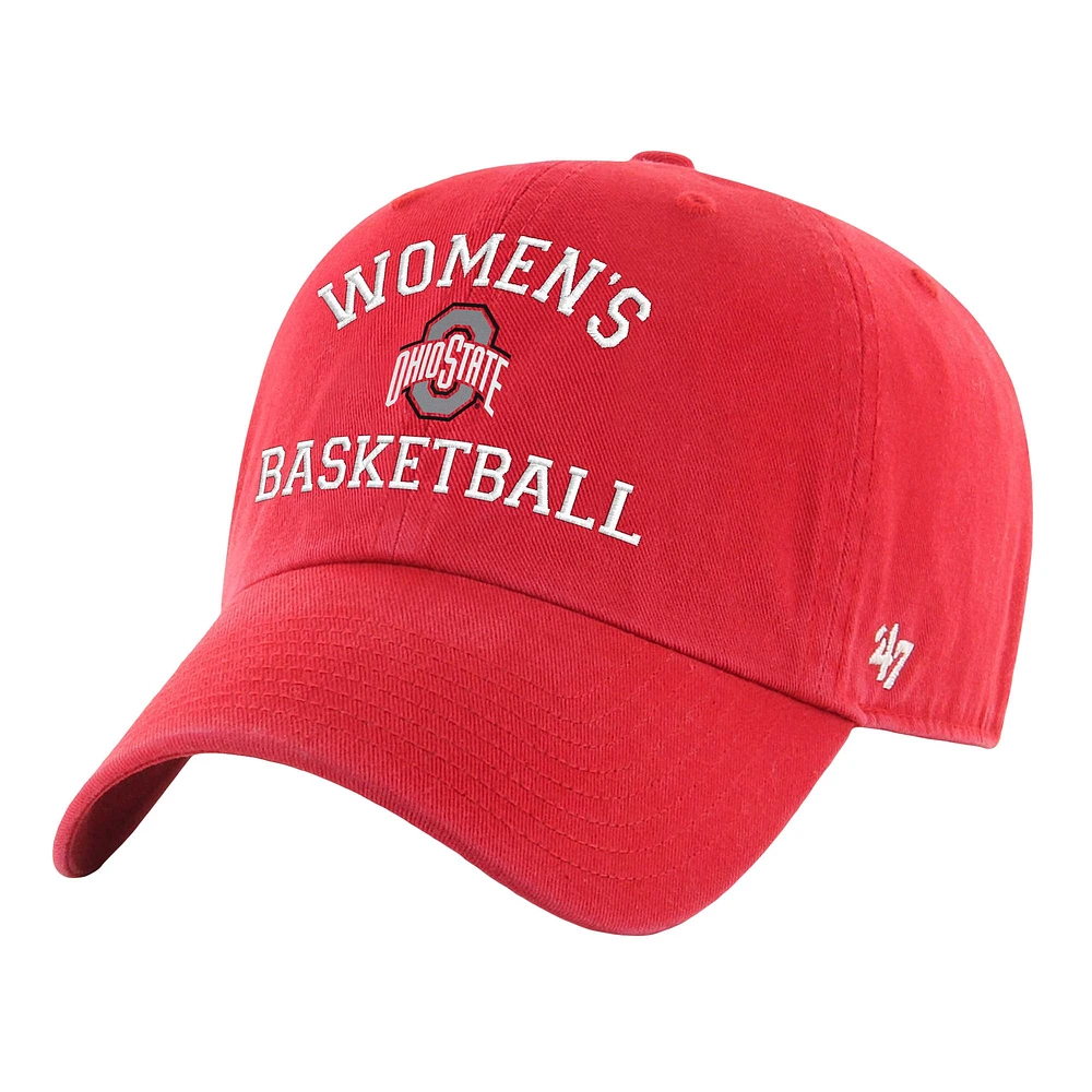 Unisex '47 Scarlet Ohio State Buckeyes Women's Basketball Archway Clean Up Adjustable Hat