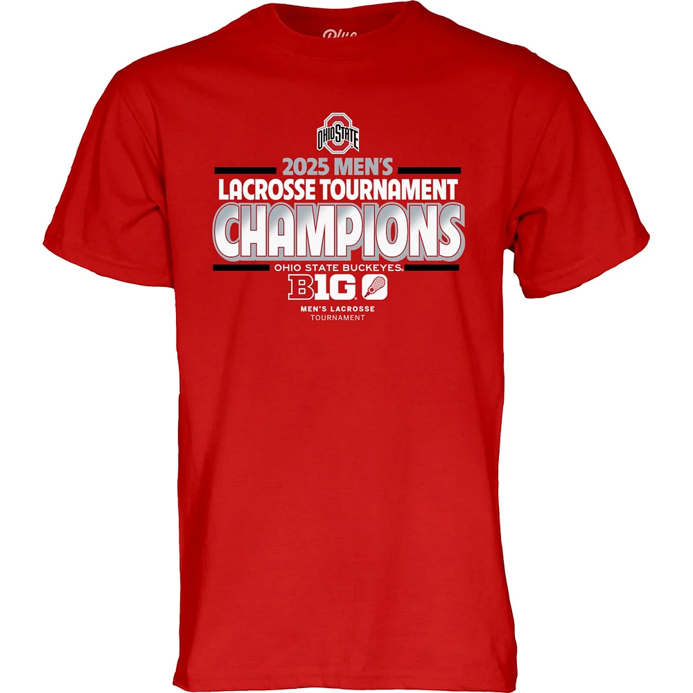 Unisex Blue 84 Scarlet Ohio State Buckeyes 2025 Big Ten Men's Lacrosse Conference Tournament Champions T-Shirt