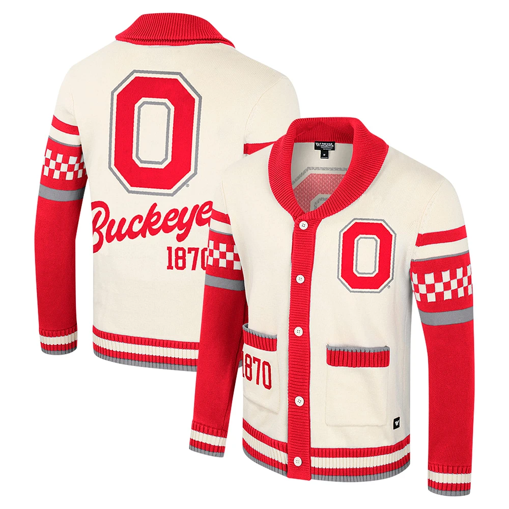 Unisex Colosseum Cream Ohio State Buckeyes Wild Collective Button-Up Jacquard Sweater