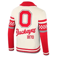 Pull jacquard boutonné unisexe Colosseum Cream Ohio State Buckeyes Wild Collective