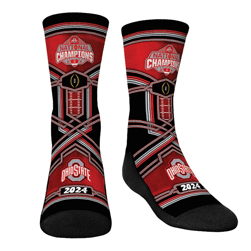 Unisex Rock Em Socks Scarlet Ohio State Buckeyes  College Football Playoff 2024 National Champions Linework Crew