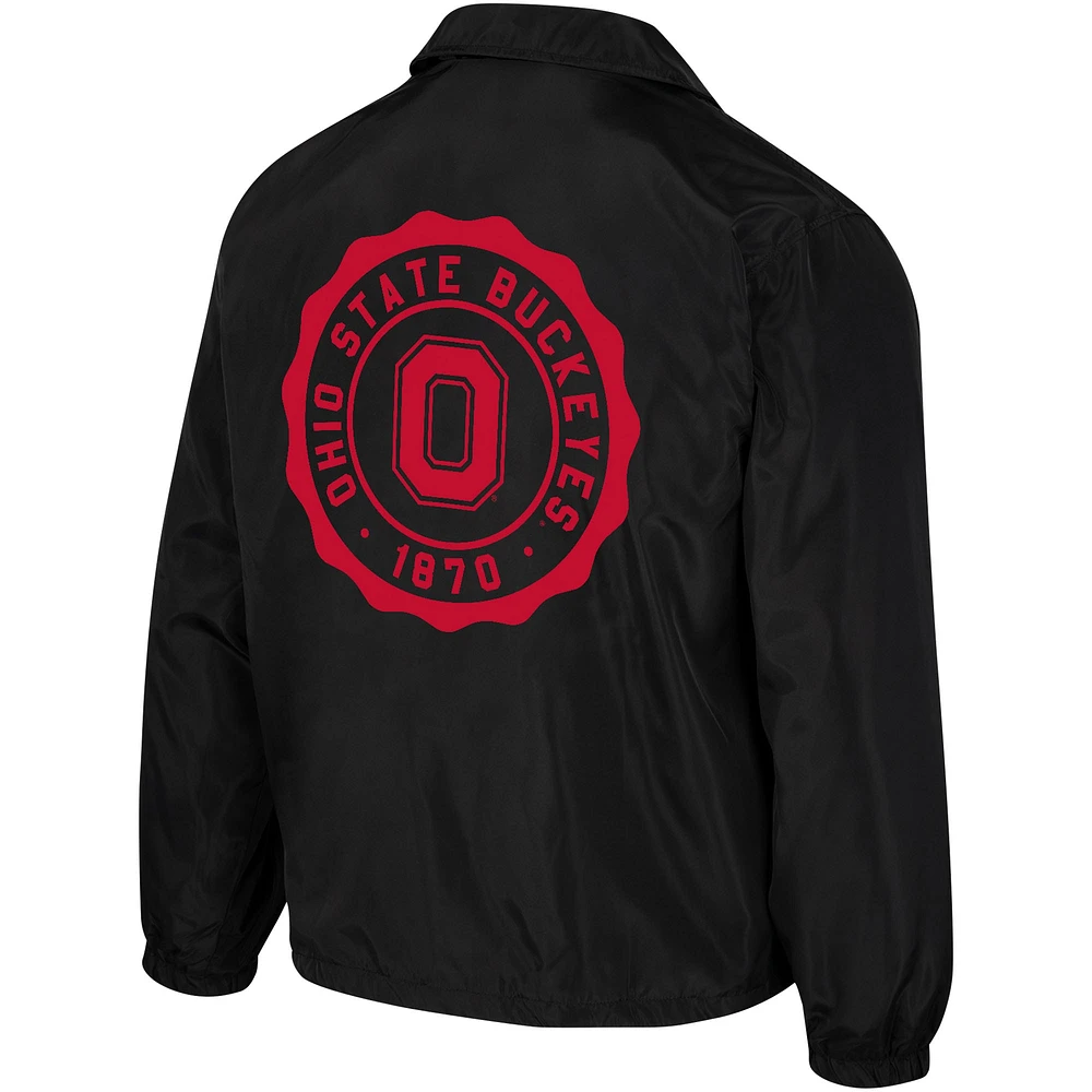 Unisex The Wild Collective Black Ohio State Buckeyes Coaches Full-Snap Jacket