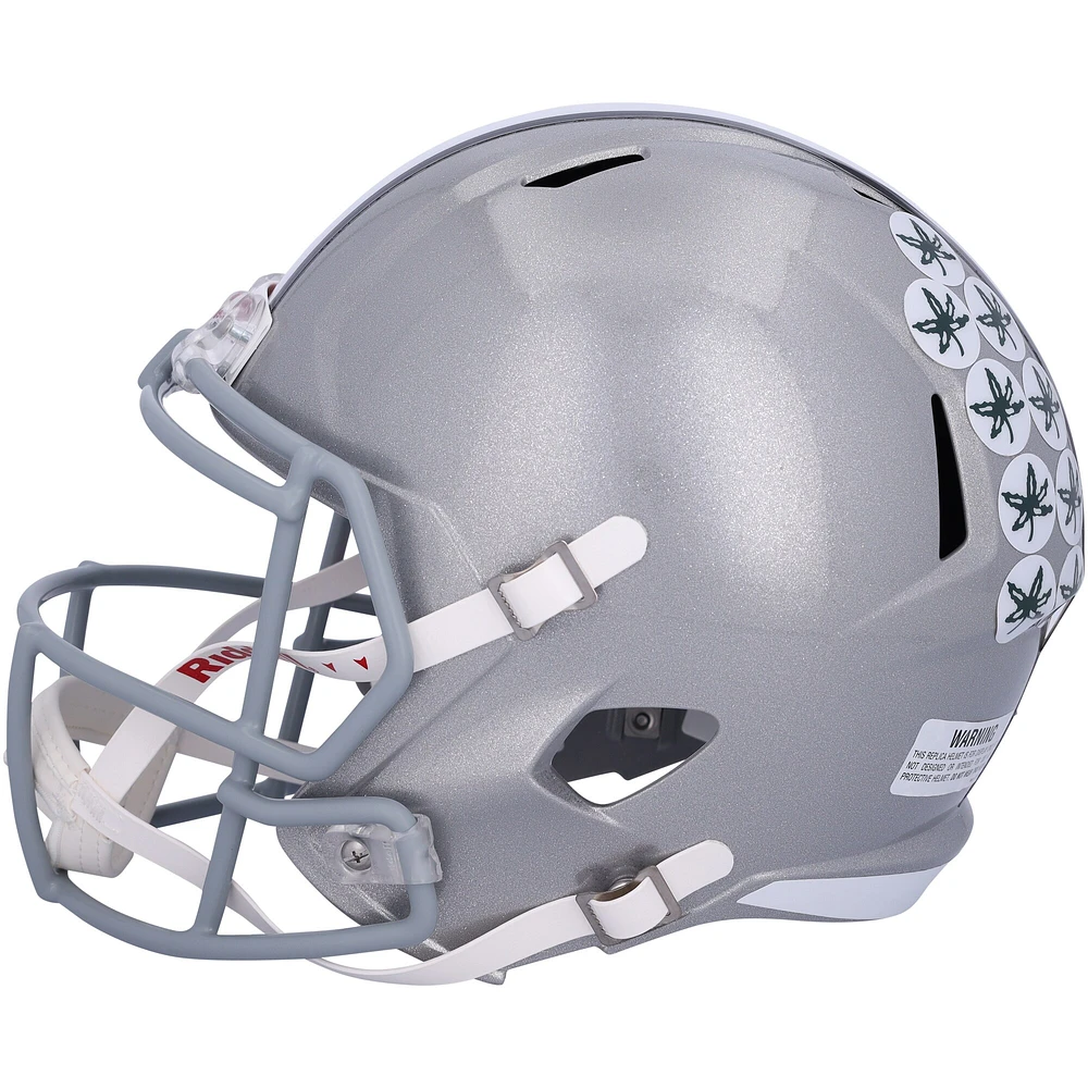 Urban Meyer Ohio State Buckeyes Autographed Riddell Speed Replica Helmet with “14 NTL CHAMPS” inscription - BAS