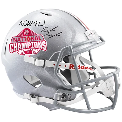 Will Howard & Emeka Egbuka Ohio State Buckeyes Autographed 2024 College Football Playoff National Champions Logo Riddell Speed Replica Helmet