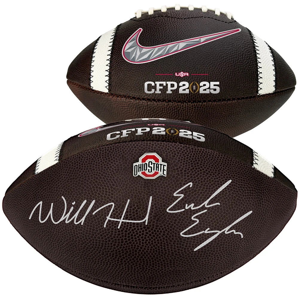 Will Howard & Emeka Egbuka Ohio State Buckeyes Autographed 2024 College Football Playoff National Champions Nike CFP Football