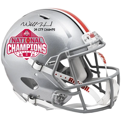 Will Howard Ohio State Buckeyes Autographed 2024 College Football Playoff National Champions Logo Riddell Speed Authentic Helmet with "24 CFP Champs" Inscription 