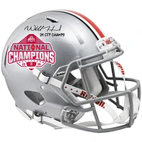 Will Howard Ohio State Buckeyes Autographed 2024 College Football Playoff National Champions Logo Riddell Speed Authentic Helmet with "24 CFP Champs" Inscription 