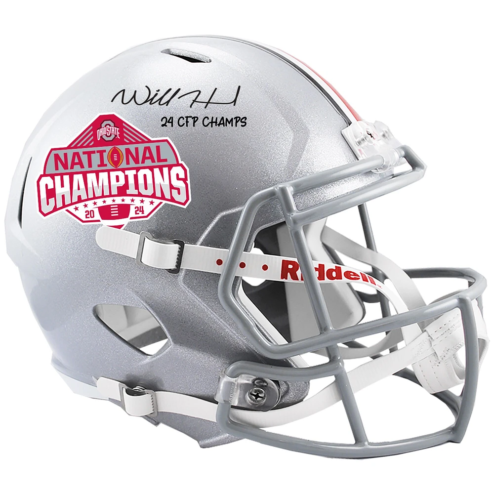 Will Howard Ohio State Buckeyes Autographed 2024 College Football Playoff National Champions Logo Riddell Speed Replica Helmet with "24 CFP Champs" Inscription