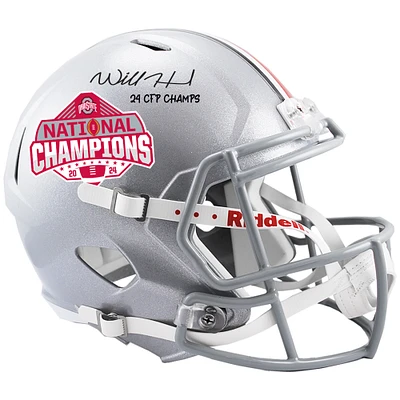 Will Howard Ohio State Buckeyes Autographed 2024 College Football Playoff National Champions Logo Riddell Speed Replica Helmet with "24 CFP Champs" Inscription
