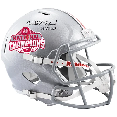 Will Howard Ohio State Buckeyes Autographed 2024 College Football Playoff National Champions Logo Riddell Speed Replica Helmet with "24 CFP MVP" Inscription