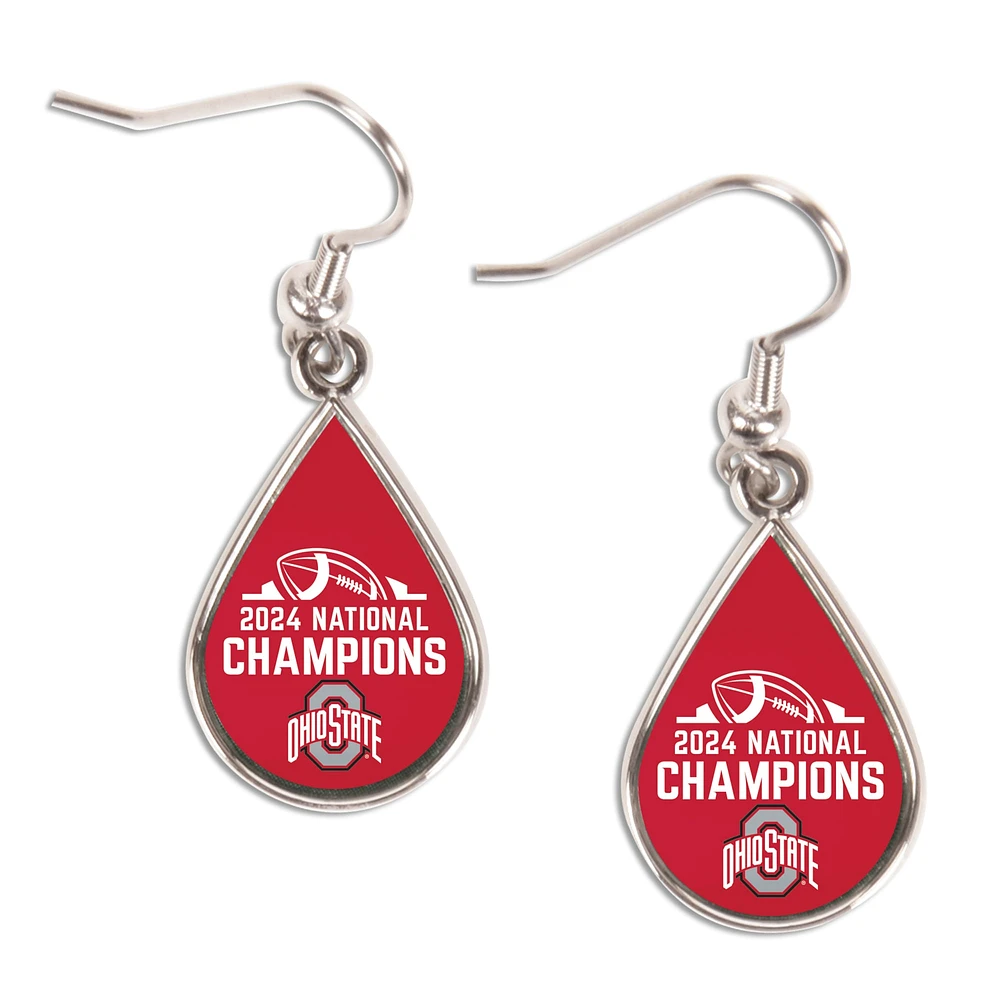 WinCraft Ohio State Buckeyes College Football Playoff 2024 National Champions Tear Drop Dangle Earrings