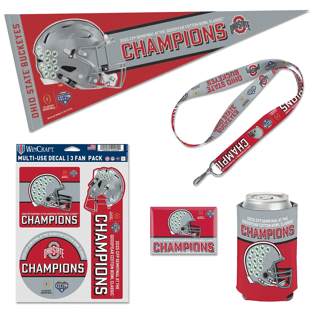 Pack de fans de cinq pièces WinCraft Ohio State Buckeyes College Football Playoff 2025 Cotton Bowl Champions