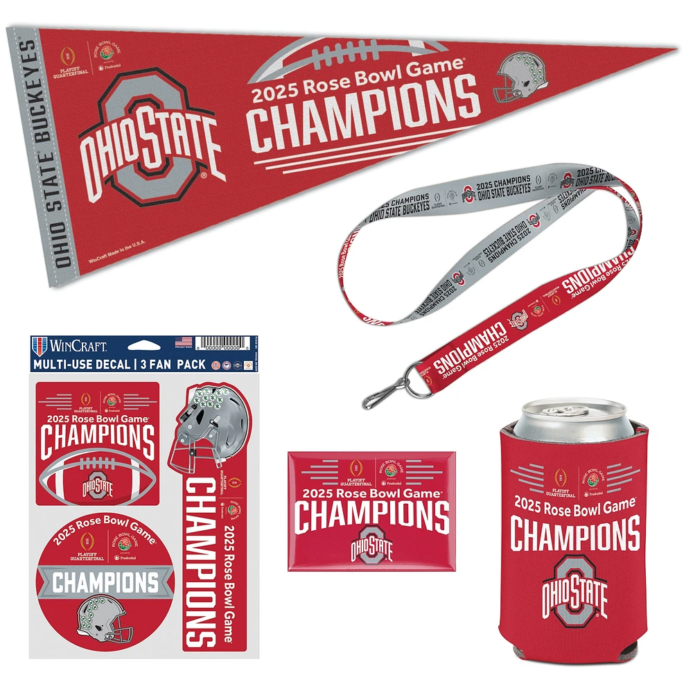 Pack de fans de cinq pièces WinCraft Ohio State Buckeyes College Football Playoff 2025 Rose Bowl Champions