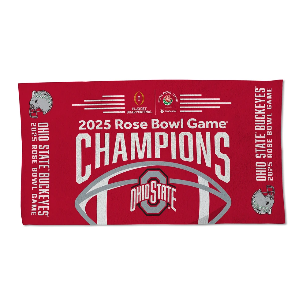 Serviette de toilette WinCraft Ohio State Buckeyes College Football Playoff 2025 Rose Bowl Champions Vestiaire 22'' x 42''