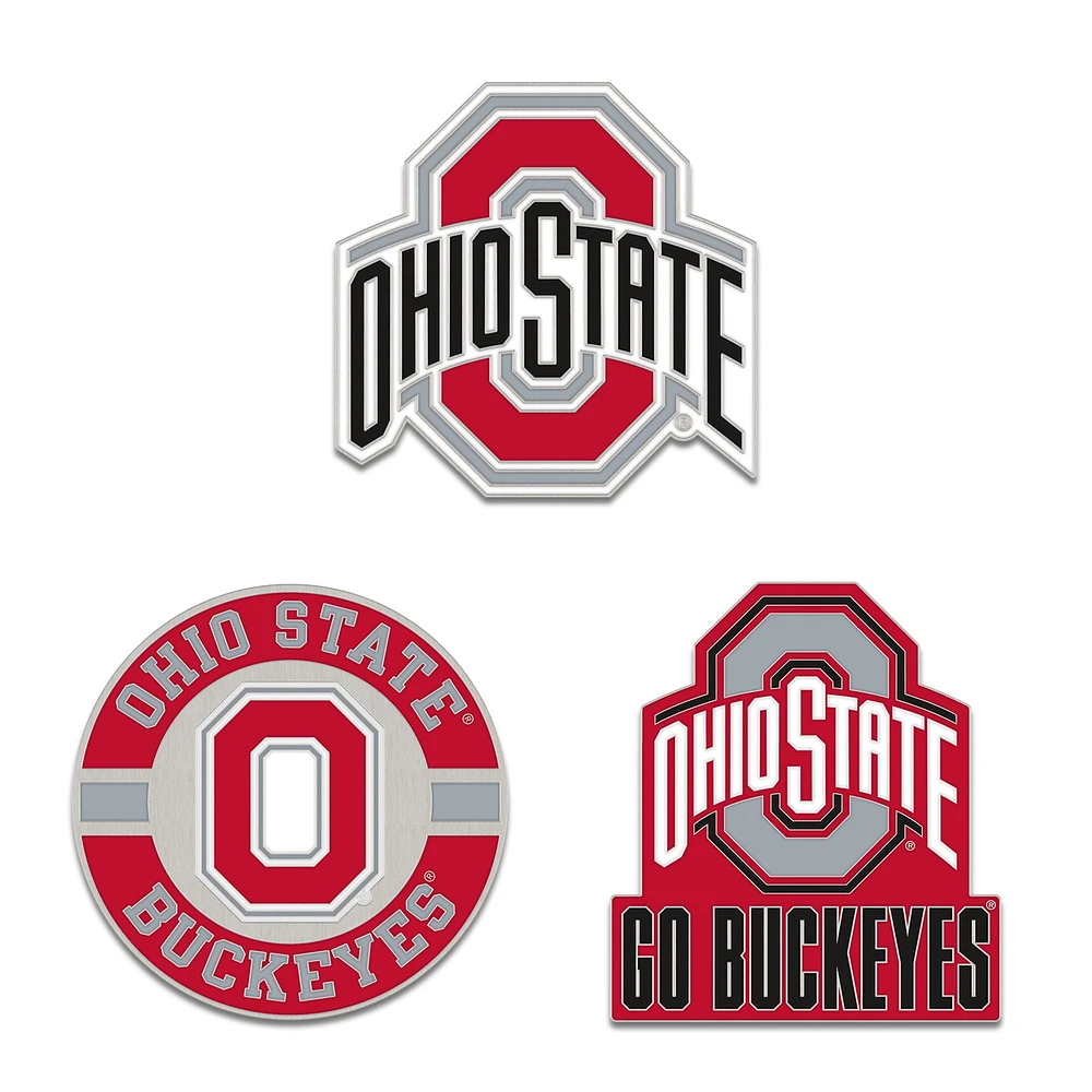 Ensemble de pin de collection WinCraft Ohio State Buckeyes en trois pièces