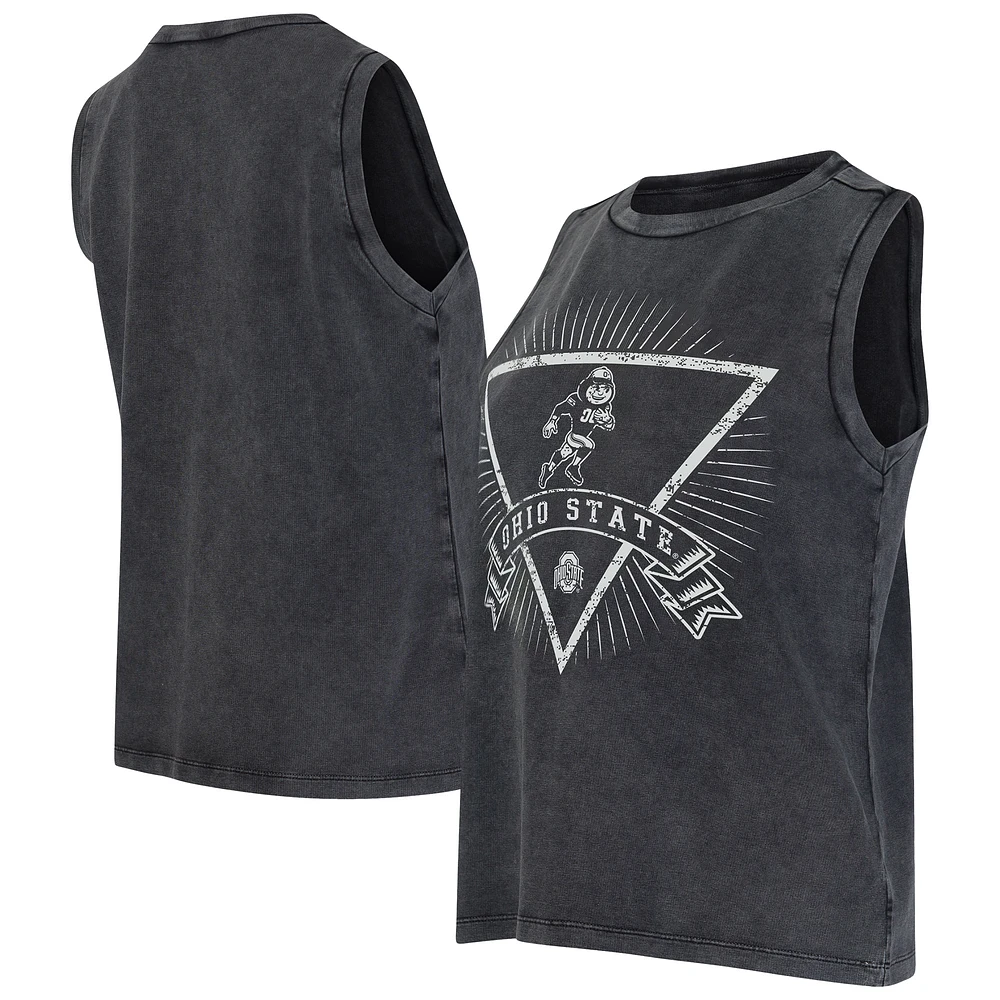 Women's Concepts Sport  Charcoal Ohio State Buckeyes Distressed Market French Terry Tank Top