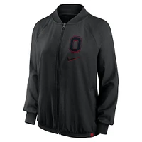 Women's Nike  Black Ohio State Buckeyes Raglan Full-Zip Bomber Jacket