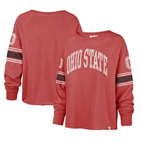 T-shirt court à manches longues raglan '47 Scarlet Ohio State Buckeyes Allie Modest pour femmes