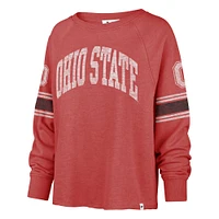 Women's '47 Scarlet Ohio State Buckeyes Allie Modest Raglan Long Sleeve Cropped T-Shirt