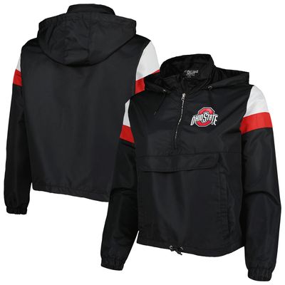 Women's Black/Scarlet Ohio State Buckeyes Plus Anorak Windbreaker Half-Zip Jacket