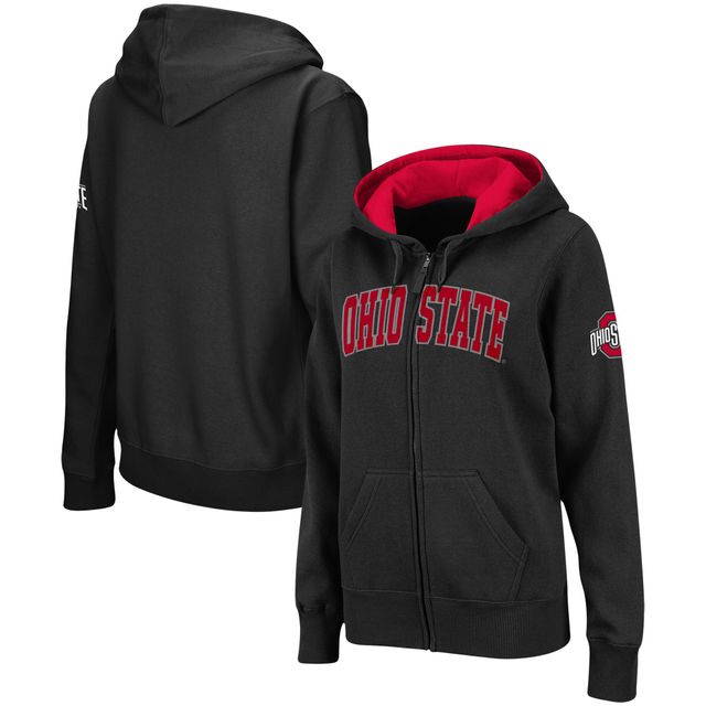 Sweat à capuche zippé noir pour femme Ohio State Buckeyes Arched Name