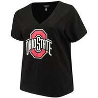 Women's Black Ohio State Buckeyes Plus Primary Logo V-Neck T-Shirt