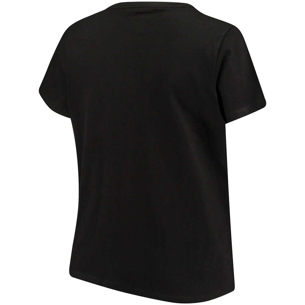 Women's Black Ohio State Buckeyes Plus Primary Logo V-Neck T-Shirt