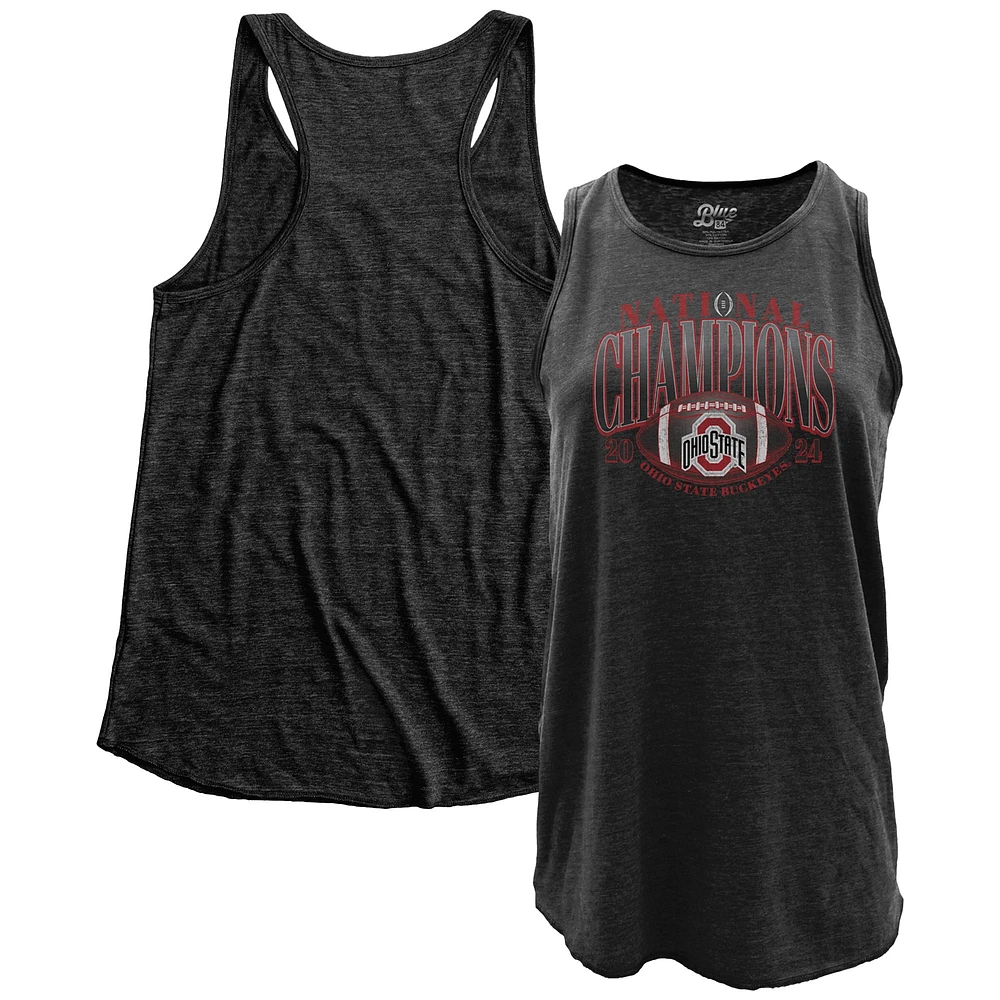 Women's Blue 84 Black Ohio State Buckeyes College Football Playoff 2024 National Champions Racerback Tank Top