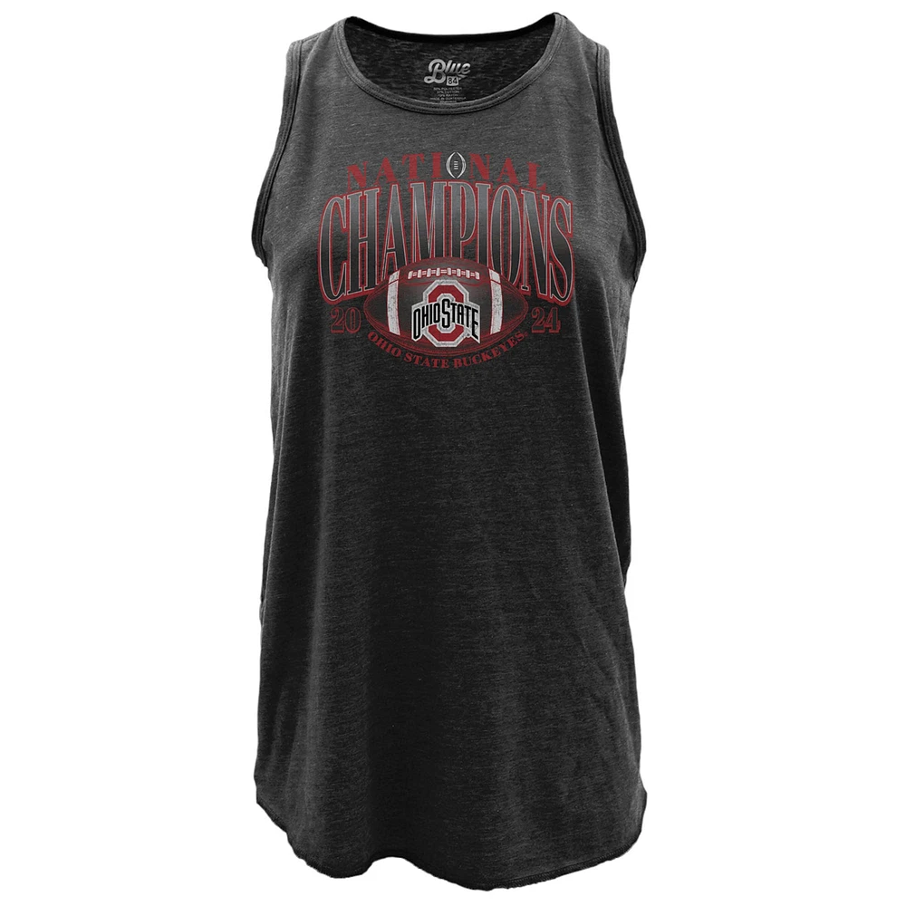 Women's Blue 84 Black Ohio State Buckeyes College Football Playoff 2024 National Champions Racerback Tank Top