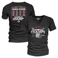 Women's Blue 84 Black Ohio State Buckeyes College Football Playoff 2024 National Champions Schedule T-Shirt